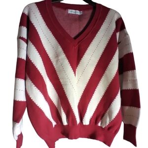 Misslook maroon and white long sleeve sweater